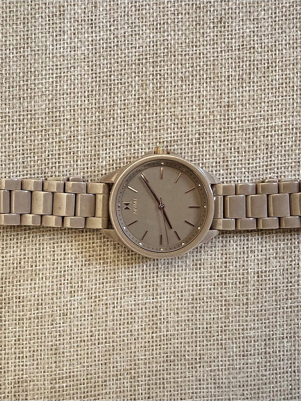 MVMT Coronada Ceramic Cashmere Taupe Gold-Tone Watch Needs Battery